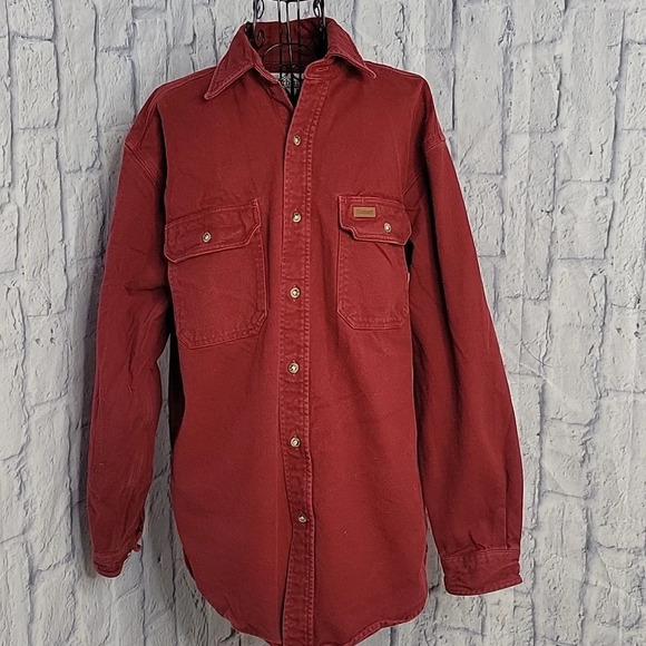 CARHARTT Red Heavyweight Outdoor Button Up Cotton‎ Shirt Medium - Picture 1 of 9